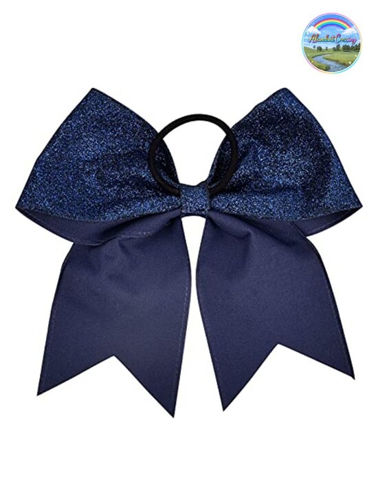 12-Pack 7in Large Glitter Cheer Bows Ponytail Holder Handmade Cheerleader Sports main image 2